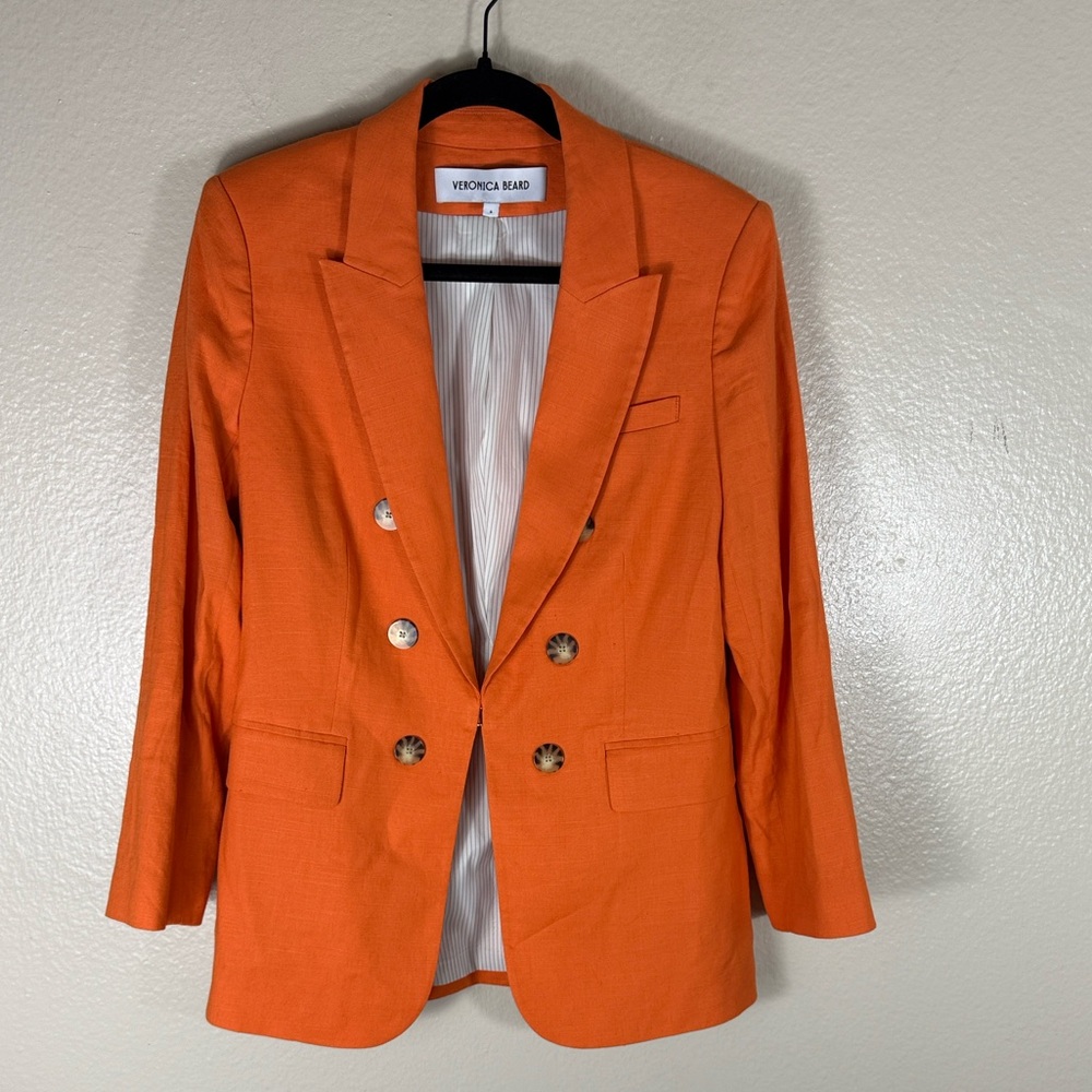 Veronica Beard Bexley Orange Dickey and Franzi Linen Short Set - Picture 5 of 16